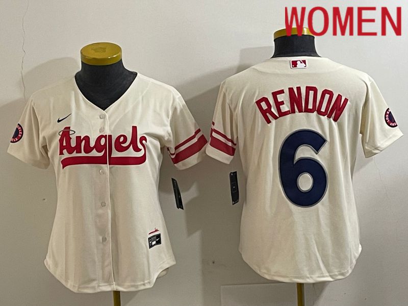 Women Los Angeles Angels #6 Rendon Cream City Edition 2024 Nike MLB Jersey style 1